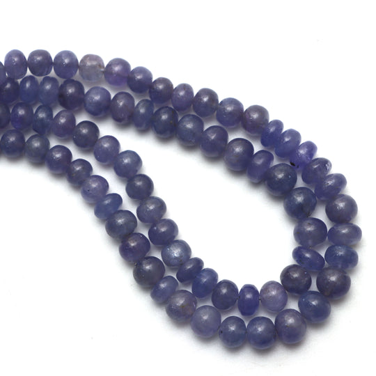 タンザナイト スムース ロンデル ビーズ、6 mm ～ 8 mm、タンザナイト ジュエリー メイキング ビーズ、16 インチ フル ストランド、1 ストランドあたりの価格