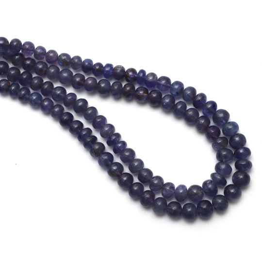 タンザナイト スムース ロンデル ビーズ、6 mm ～ 8 mm、タンザナイト ジュエリー メイキング ビーズ、16 インチ フル ストランド、1 ストランドあたりの価格