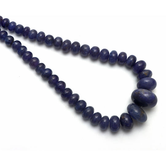 タンザナイト スムース ロンデル ビーズ、8.5 mm ～ 24 mm、タンザナイト ジュエリー メイキング ビーズ、16.5 インチ フル ストランド、1 ストランドあたりの価格