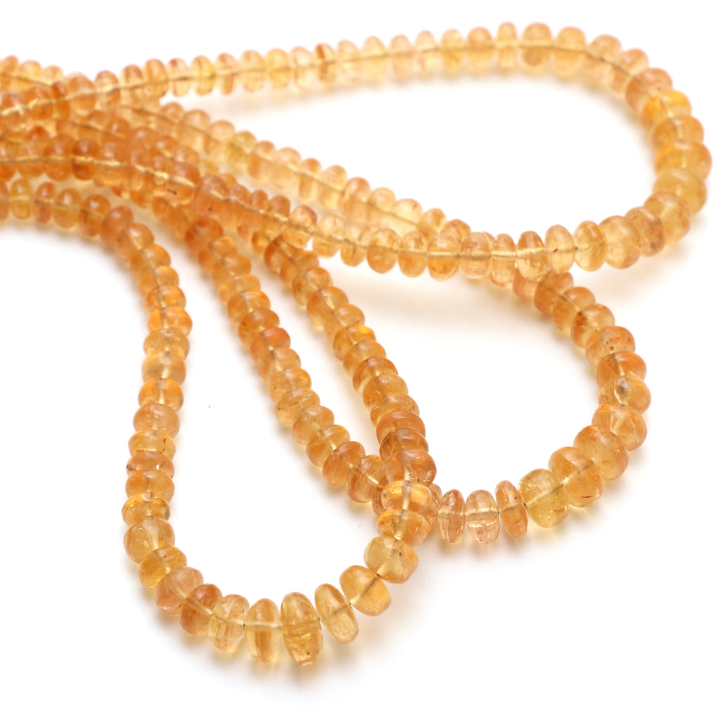 Imperial Topaz Smooth Rondelle Beads, 4 mm to 8.5 mm, Imperial Topaz Jewelry, 8 Inches\ 18 Inches Full Strand, Price Per Strand - National Facets, Gemstone Manufacturer, Natural Gemstones, Gemstone Beads, Gemstone Carvings