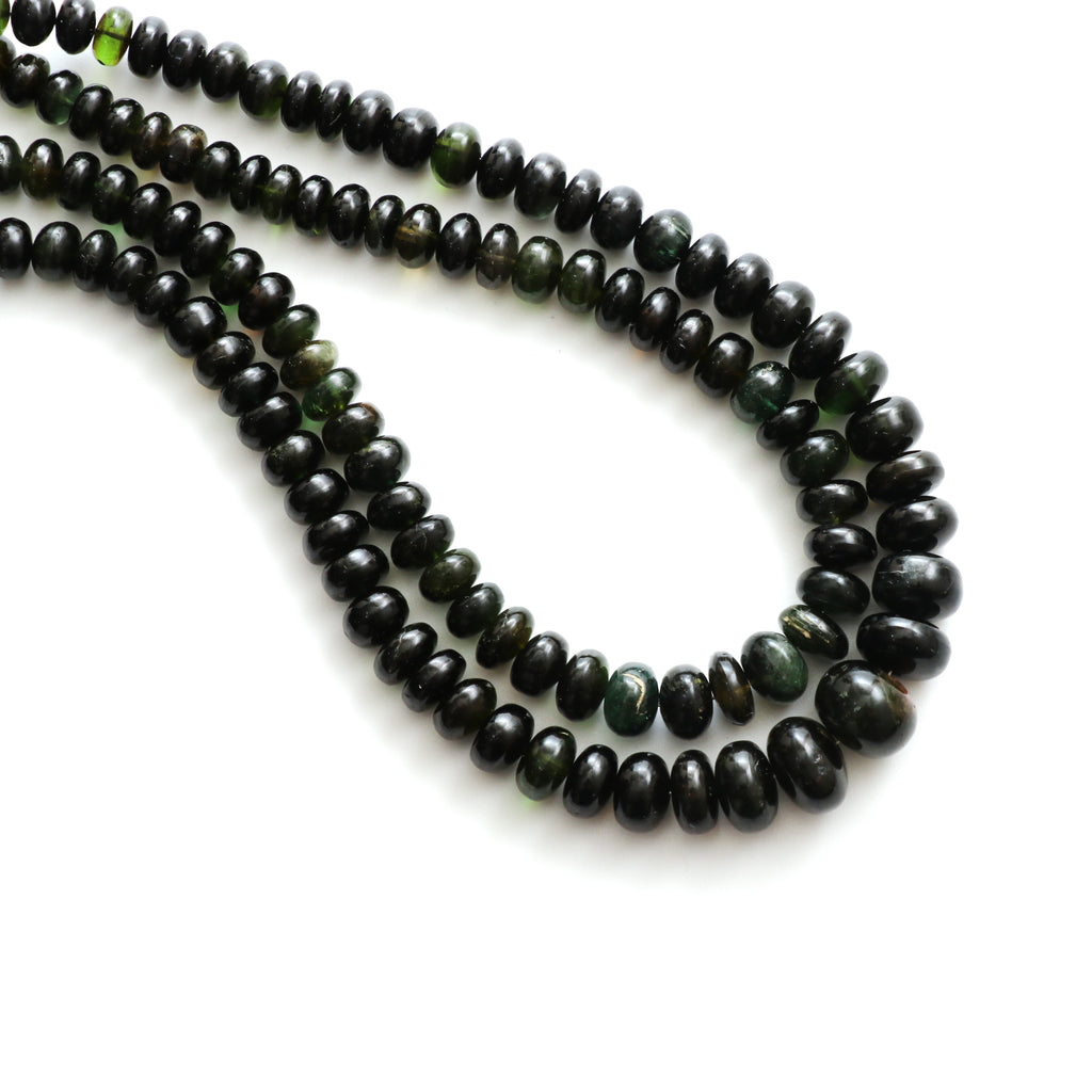 Chrome Tourmaline Smooth Rondelle Beads, 5 mm to 10 mm, Chrome Tourmaline Jewelry, 18 Inches Full Strand, Price Per Strand - National Facets, Gemstone Manufacturer, Natural Gemstones, Gemstone Beads, Gemstone Carvings