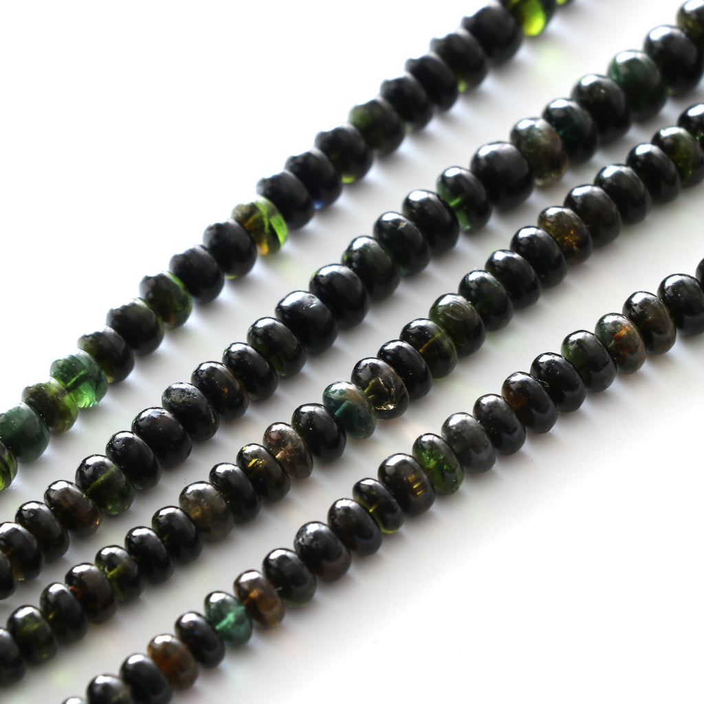 Chrome Tourmaline Smooth Rondelle Beads, 5 mm to 10 mm, Chrome Tourmaline Jewelry, 18 Inches Full Strand, Price Per Strand - National Facets, Gemstone Manufacturer, Natural Gemstones, Gemstone Beads, Gemstone Carvings