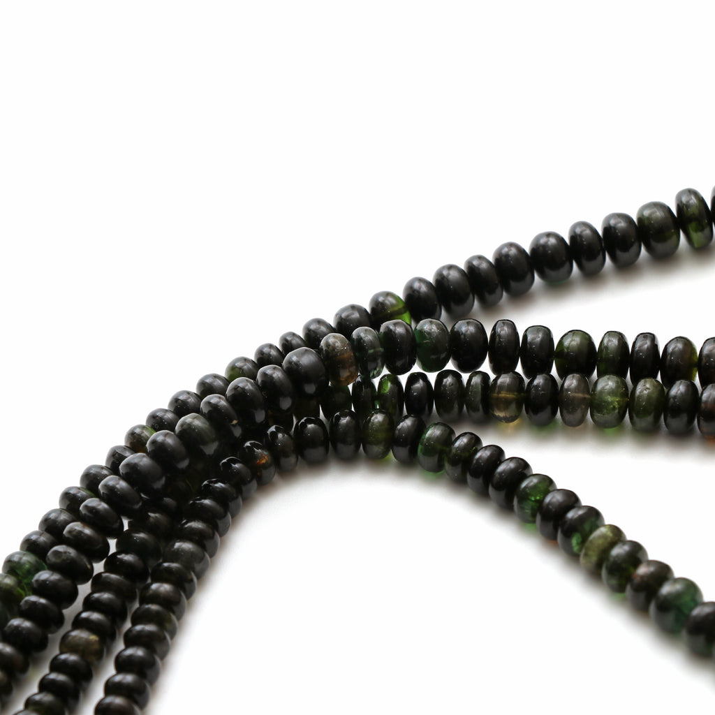 Chrome Tourmaline Smooth Rondelle Beads, 5 mm to 10 mm, Chrome Tourmaline Jewelry, 18 Inches Full Strand, Price Per Strand - National Facets, Gemstone Manufacturer, Natural Gemstones, Gemstone Beads, Gemstone Carvings
