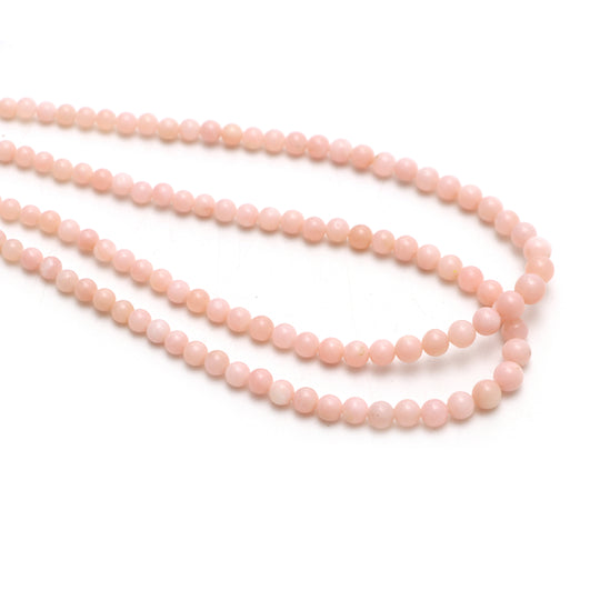 天然ピンクオパール スムース ラウンド ボール、3.5 mm ～ 5.5 mm、ピンクオパール ジュエリー メイキング ビーズ、18 インチ フル ストランド、1 ストランドあたりの価格