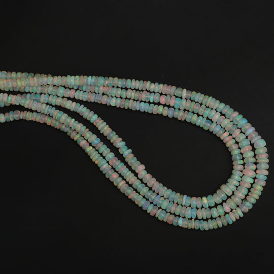 Ethiopian Opal Smooth Rondelle Beads, 3 mm to 5 mm, Opal Jewelry Making Beads, 18 Inches Full Strand, Price Per Strand