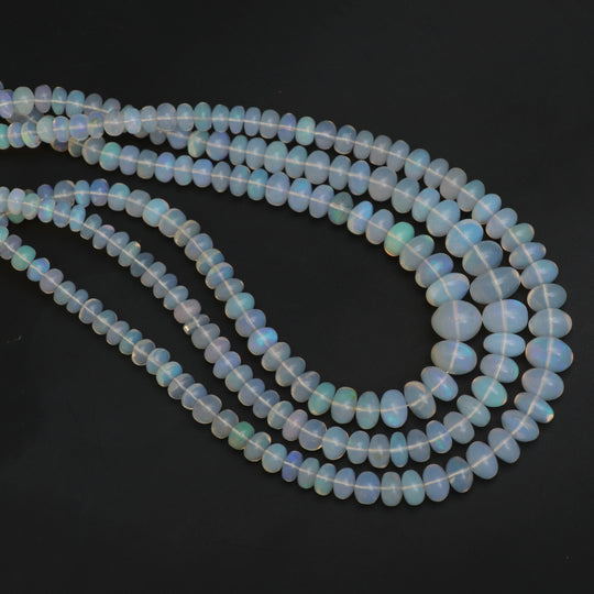 Ethiopian Opal Smooth Rondelle Beads, 4.5 mm to 10 mm, Opal Jewelry Making Beads, 18 Inches Full Strand, Price Per Strand