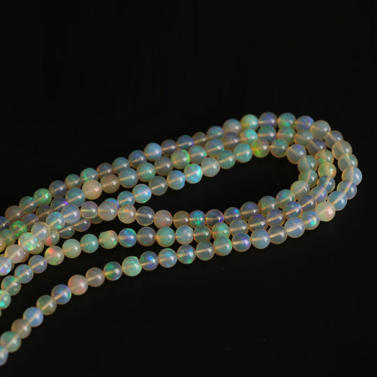 Ethiopian Opal Smooth Round Balls, 5 mm to 5.5 mm, Opal Jewelry Making Beads, 18 Inches Full Strand, Price Per Strand