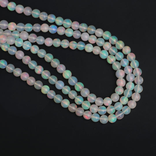 Ethiopian Opal Smooth Round Balls, 6 mm, Opal Jewelry Making Beads, 16 Inches Full Strand, Price Per Strand