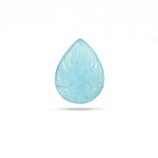 Natural Aquamarine Pear Carving Loose Gemstone, 16.5x21.5 mm, Aquamarine Jewelry Making Gemstone, 1 Piece