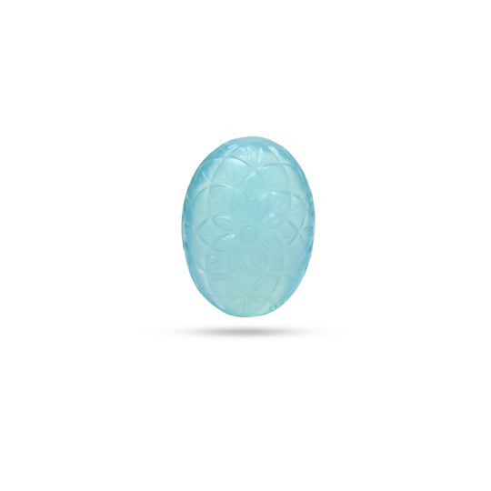 Natural Aquamarine Oval Carving Loose Gemstone, 17.5x23.5 mm, Aquamarine Jewelry Making Gemstone, 1 Piece
