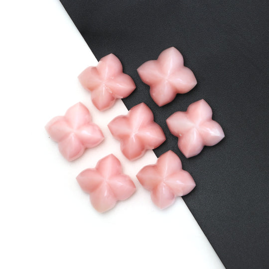 天然ピンクオパール クッション 彫刻用ルース 宝石 - 15.5x15.5 ～ 16x16 mm、ピンクオパール ジュエリー製作用宝石、7 個セット