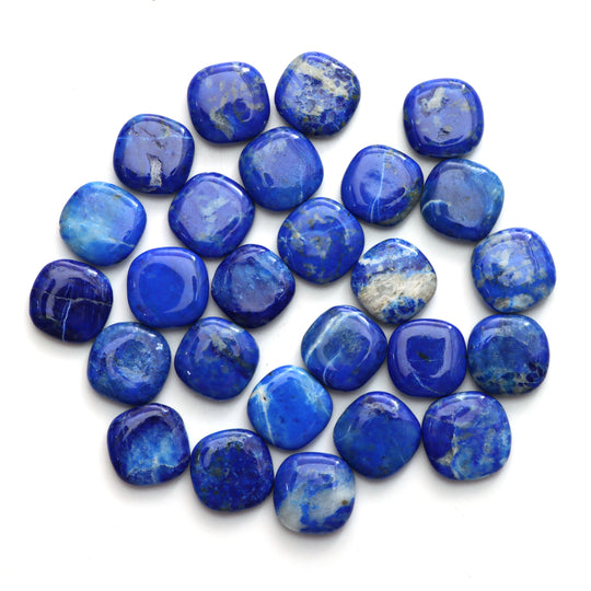 天然ラピス スムース クッション ルース ジェムストーン、14x14 mm ～ 15x15 mm、ラピス クッション ジュエリーメイキング ジェムストーン、26 個セット