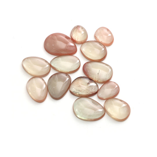 Natural Andesine Smooth Organic Loose Gemstone, 9x10.5 mm To 13x17 mm, Andesine Jewelry Making Gemstone, Set Of 13 Pieces