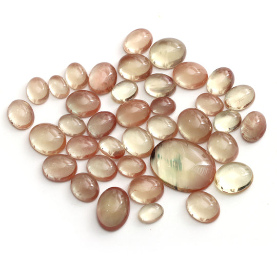 Natural Andesine Smooth Oval Loose Gemstone, 6x8 mm To 16x21 mm, Andesine Jewelry Making Gemstone, Set Of 38 Pieces