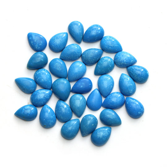 Natural Ceruleite Smooth Pear Loose Gemstone, 6.5x9.5 mm To 8x10 mm, Ceruleite Jewelry Making Gemstone, Set of 31 Pieces