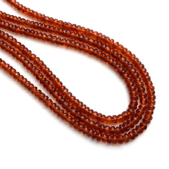 Hessonite Smooth Rondelle Beads, 3 mm to 5 mm, Hessonite Jewelry Making Beads, 18 Inches Full Strand, Price Per Strand