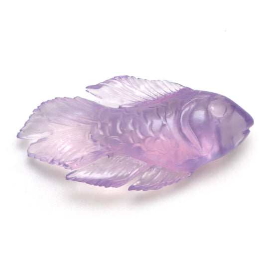 Lavender Quartz Fish Carving Loose Gemstone, 16.5x33 mm, Lavender Quartz Jewelry Making Gemstone, Quartz Fish Carving, 1 Piece
