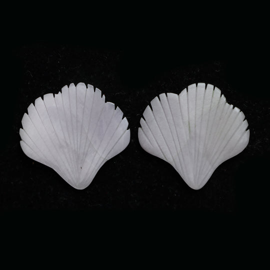 Natural Yttrium Fluorite Leaf Carving Loose Gemstone, 30x31 mm, Yttrium Fluorite Carving Jewelry Making Gemstone, Pair ( 2 Pieces )