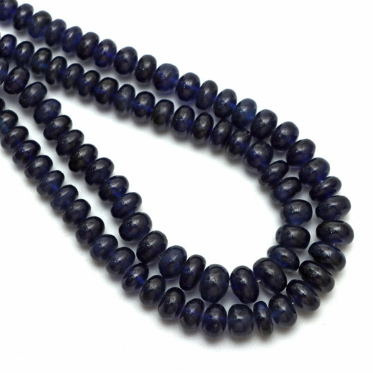 Blue Sapphire Smooth Rondelle Beads, 5.5 mm to 8.5 mm, Sapphire Jewelry Making Beads, 18 Inches Full Strand, Price Per Strand