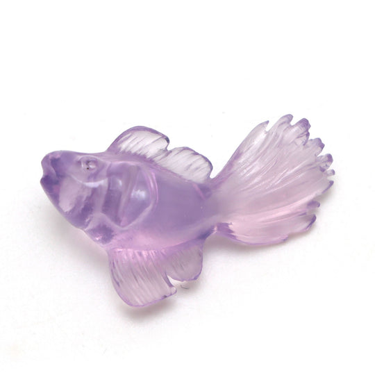 Lavender Quartz Fish Carving Loose Gemstone, 16x25.5 mm, Lavender Quartz Jewelry Making Gemstone, Quartz Fish Carving, 1 Piece