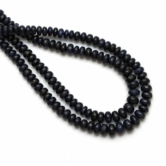 Blue Sapphire Smooth Rondelle Beads, 3.5 mm to 6 mm, Blue Sapphire Jewelry Making Beads, 18 Inches Full Strand, Price Per Strand