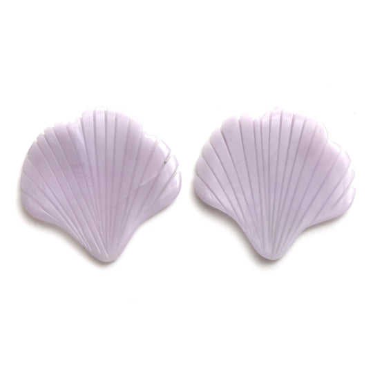 イットリウム フローライト リーフ カービング ルース ジェムストーン、31 x 31 mm、イットリウム フローライト カービング ジュエリーメイキング ジェムストーン、ペア (2 個)