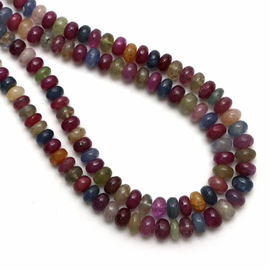 Multi Sapphire Smooth Rondelle Beads, 5 mm to 7 mm, Multi Sapphire Jewelry Making Beads, 18 Inches Full Strand, Price Per Strand
