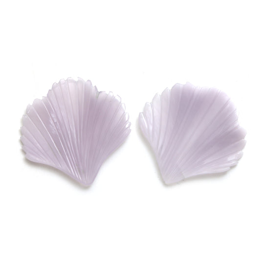 Natural Yttrium Fluorite Leaf Carving Loose Gemstone, 31x31 mm, Yttrium Fluorite Carving Jewelry Making Gemstone, Pair ( 2 Pieces )