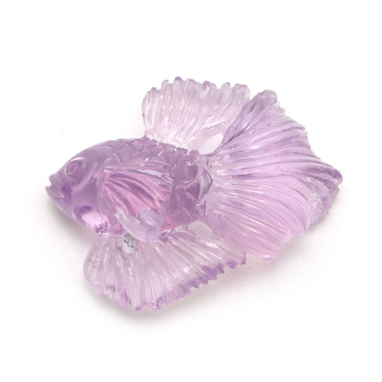Lavender Quartz Fish Carving Loose Gemstone, 25x31 mm, Lavender Quartz Jewelry Making Gemstone, Quartz Fish Carving, 1 Piece