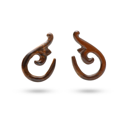 Natural Tiger Eye Carving Fancy Shape Loose Gemstone,24x39 mm, Tiger Eye Jewelry Making, Pair ( 2 Pieces )