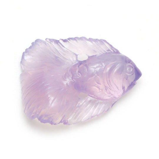 Lavender Quartz Fish Carving Loose Gemstone, 20x27 mm, Lavender Quartz Jewelry Making Gemstone, Quartz Fish Carving, 1 Piece