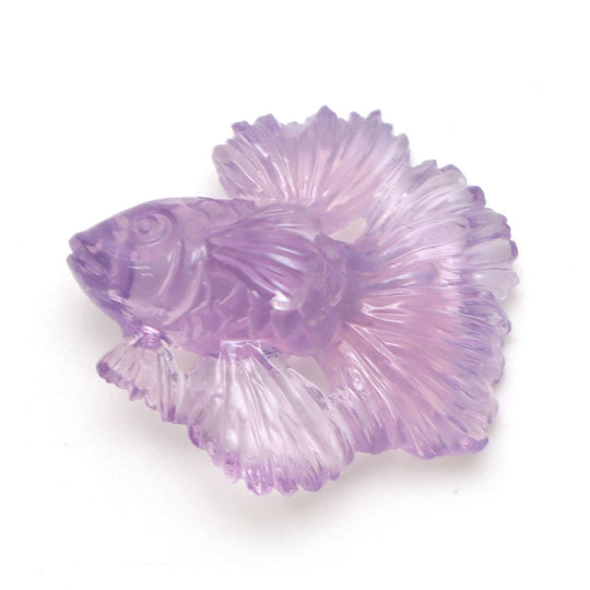 Lavender Quartz Fish Carving Loose Gemstone, 26x27 mm, Lavender Quartz Jewelry Making Gemstone, Quartz Fish Carving, 1 Piece