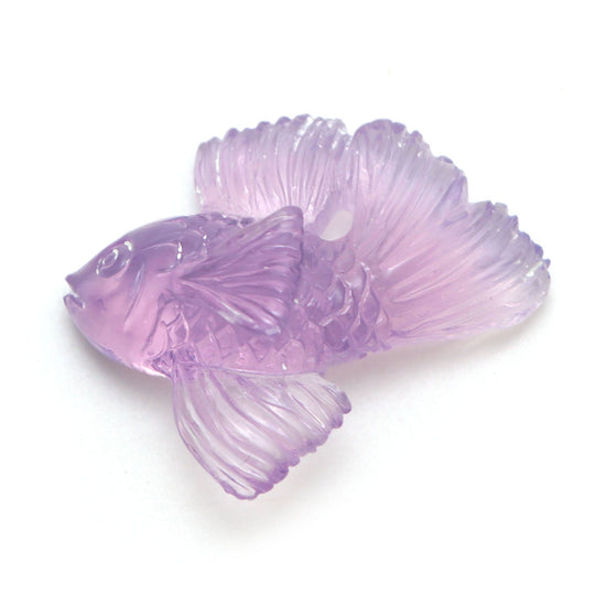 Lavender Quartz Fish Carving Loose Gemstone, 26.5x31 mm, Lavender Quartz Jewelry Making Gemstone, Quartz Fish Carving, 1 Piece