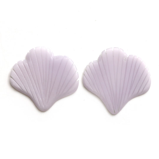 Natural Yttrium Fluorite Leaf Carving Loose Gemstone, 31x31 mm, Yttrium Fluorite Jewelry Making Gemstone, Pair ( 2 Pieces )