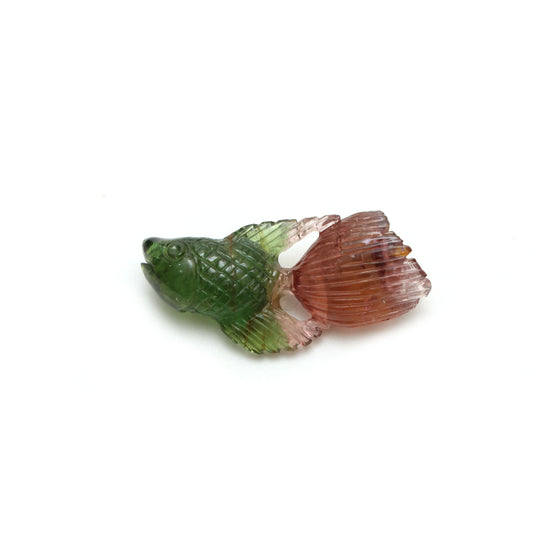 Multi Tourmaline Fish Carving Loose Gemstone, 16.5x37 mm, Tourmaline Jewelry Making Gemstone, Fish Carving, 1 Piece