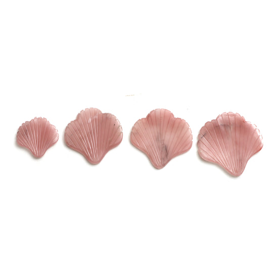 Natural Strawberry Quartz Leaf Carving Loose Gemstone, 20x20 to 31x31 mm, Strawberry Quartz Jewelry Making Gemstone, Set of 4 Pieces
