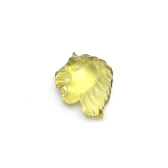 Lemon Quartz Lion Carving Loose Gemstone, 22x25 mm, Lemon Quartz Jewelry Making Gemstone, Lion Carving, 1 Piece