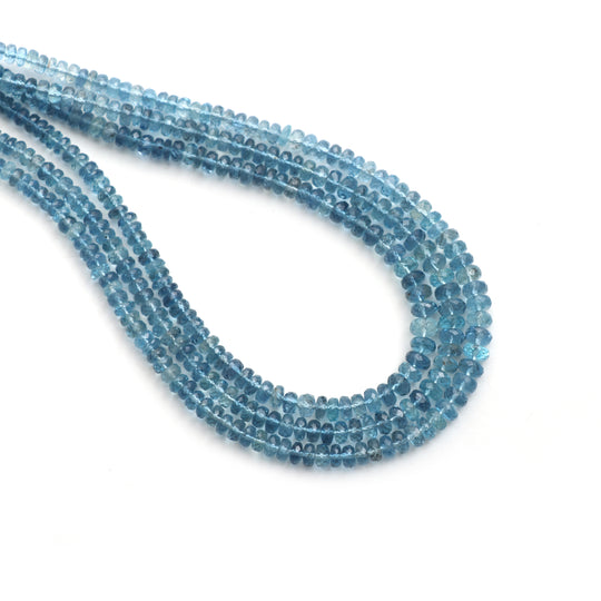 Aquamarine Faceted Rondelle Beads, 3.5 mm to 5.5 mm, Aquamarine Jewelry Making Beads, 18 Inches Full Strand, Price Per Strand