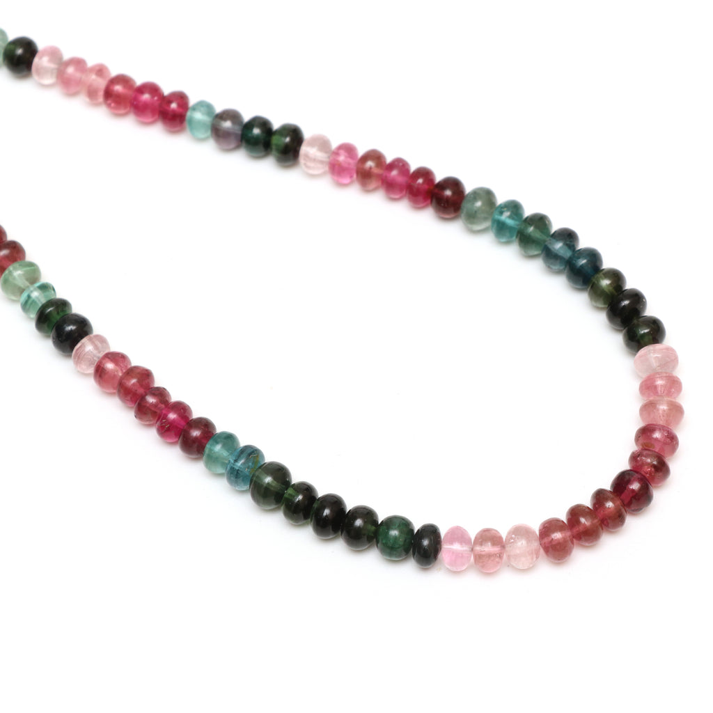 Multi Tourmaline Smooth Rondelle Beads, 6 mm to 6.5 mm, Tourmaline Jewelry Handmade Gift for Women, 18 Inches Full Strand, Price Per Strand - National Facets, Gemstone Manufacturer, Natural Gemstones, Gemstone Beads, Gemstone Carvings