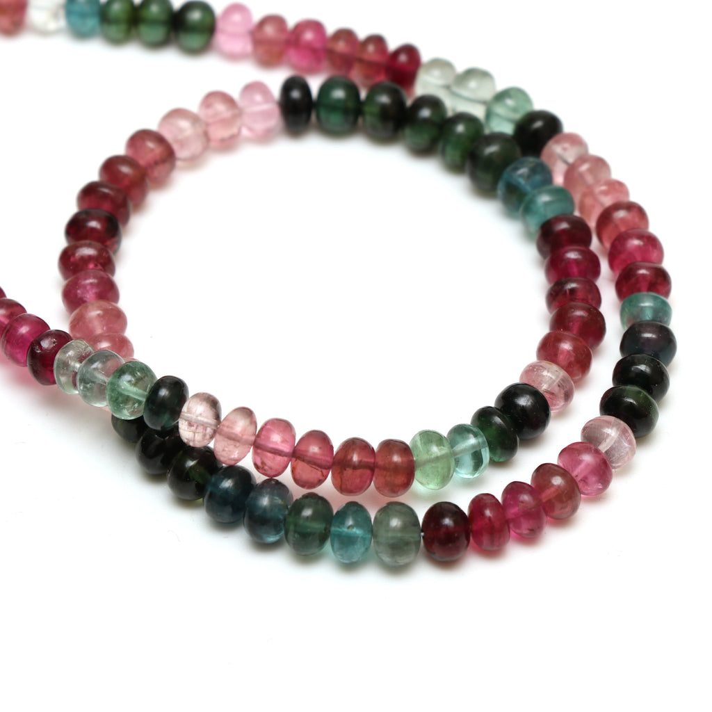 Multi Tourmaline Smooth Rondelle Beads, 6 mm to 6.5 mm, Tourmaline Jewelry Handmade Gift for Women, 18 Inches Full Strand, Price Per Strand - National Facets, Gemstone Manufacturer, Natural Gemstones, Gemstone Beads, Gemstone Carvings