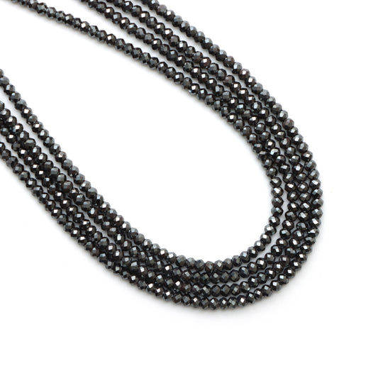 Hematite Faceted Rondelle Beads, 3 mm, Hematite Jewelry Making Beads, 13 Inches Full Strand, Set of 5 Strands