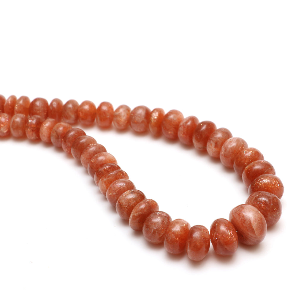 Natural Sunstone Smooth Rondelle Beads, 9 mm to 17 mm, Sunstone Jewelry Handmade Gift for Women, 18 Inches Full Strand, Price Per Strand - National Facets, Gemstone Manufacturer, Natural Gemstones, Gemstone Beads, Gemstone Carvings