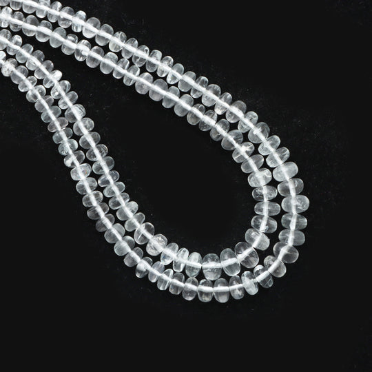 ナチュラルホワイトアクアスムースロンデルビーズ、4 mm～7 mm、ホワイトアクアジュエリーメイキングビーズ、18インチフルストランド、1ストランドあたりの価格