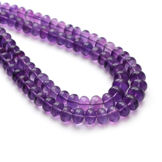 6.5 mm To 9.5 mm African Amethyst Smooth Rondelle Beads