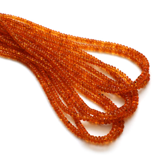 スペサルタイト スムース ラウンデル ビーズ、4 mm ～ 6.5 mm、スペサルタイト ラウンデル ジュエリーメイキング ビーズ、18 インチ フル ストランド、1 ストランドあたりの価格