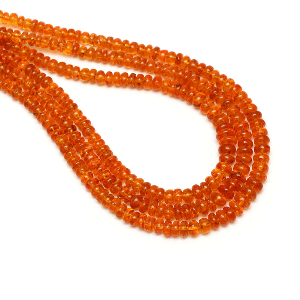 Spessartite Smooth Roundel Beads, 4 mm to 6.5 mm, Spessartite Roundel Jewelry Making Beads, 18 Inch Full Strand, Price Per Strand - National Facets, Gemstone Manufacturer, Natural Gemstones, Gemstone Beads, Gemstone Carvings