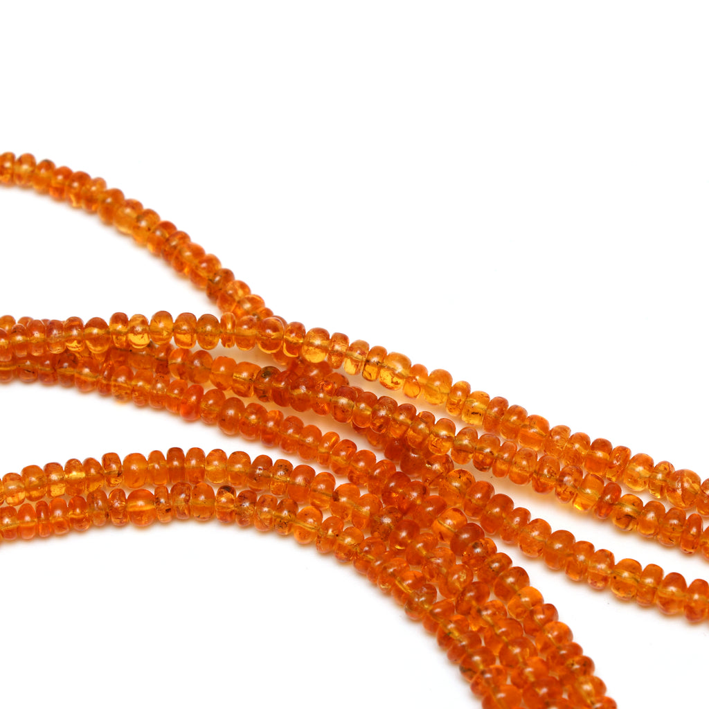 Spessartite Smooth Roundel Beads, 4 mm to 6.5 mm, Spessartite Roundel Jewelry Making Beads, 18 Inch Full Strand, Price Per Strand - National Facets, Gemstone Manufacturer, Natural Gemstones, Gemstone Beads, Gemstone Carvings