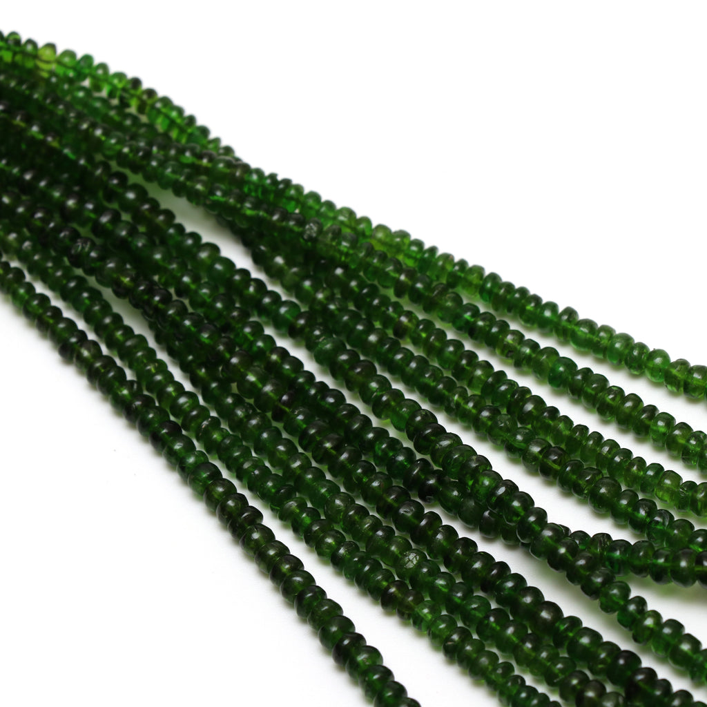 Chrome Diopside Smooth Roundel Beads, 3.5 mm to 5.5 mm, Chrome Diopside Rondelle Jewelry Making Beads, 18 Inch, Price Per Strand - National Facets, Gemstone Manufacturer, Natural Gemstones, Gemstone Beads, Gemstone Carvings