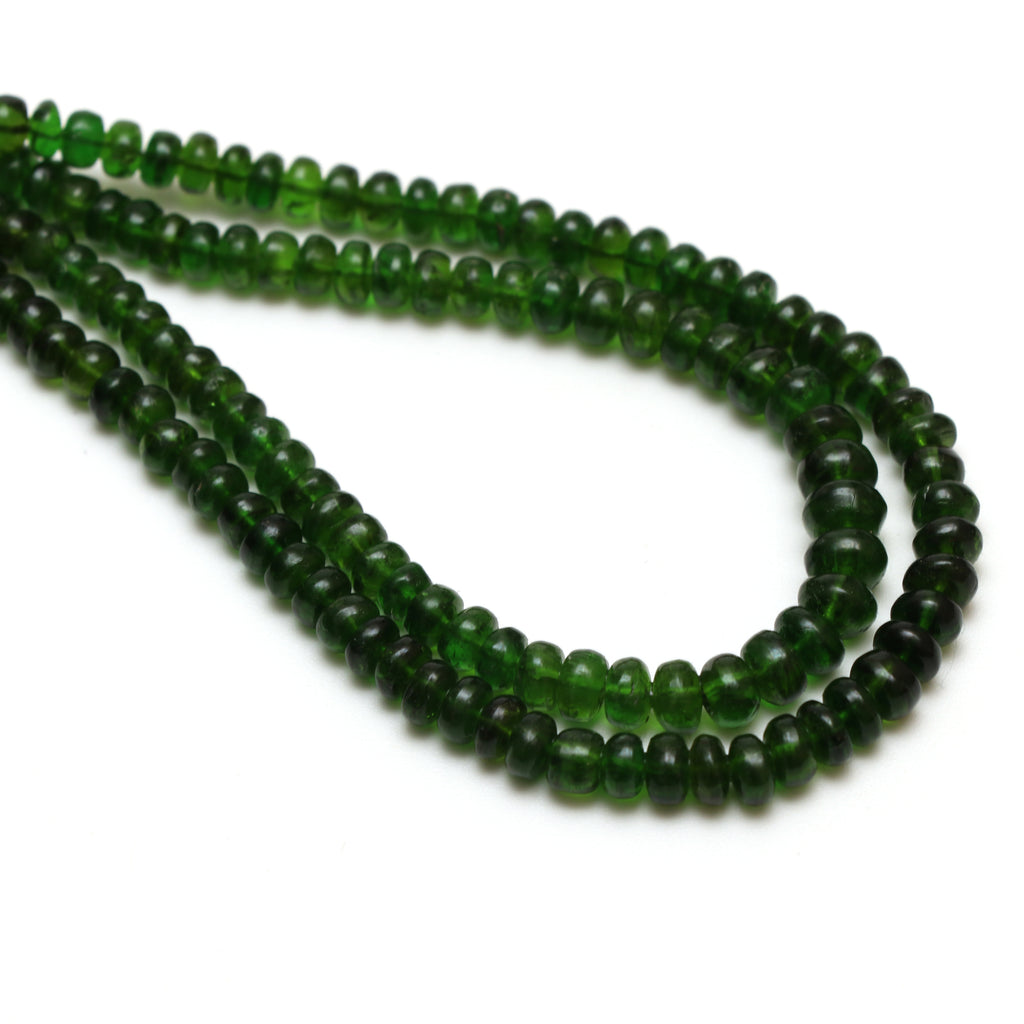 Chrome Diopside Smooth Roundel Beads, 3.5 mm to 5.5 mm, Chrome Diopside Rondelle Jewelry Making Beads, 18 Inch, Price Per Strand - National Facets, Gemstone Manufacturer, Natural Gemstones, Gemstone Beads, Gemstone Carvings