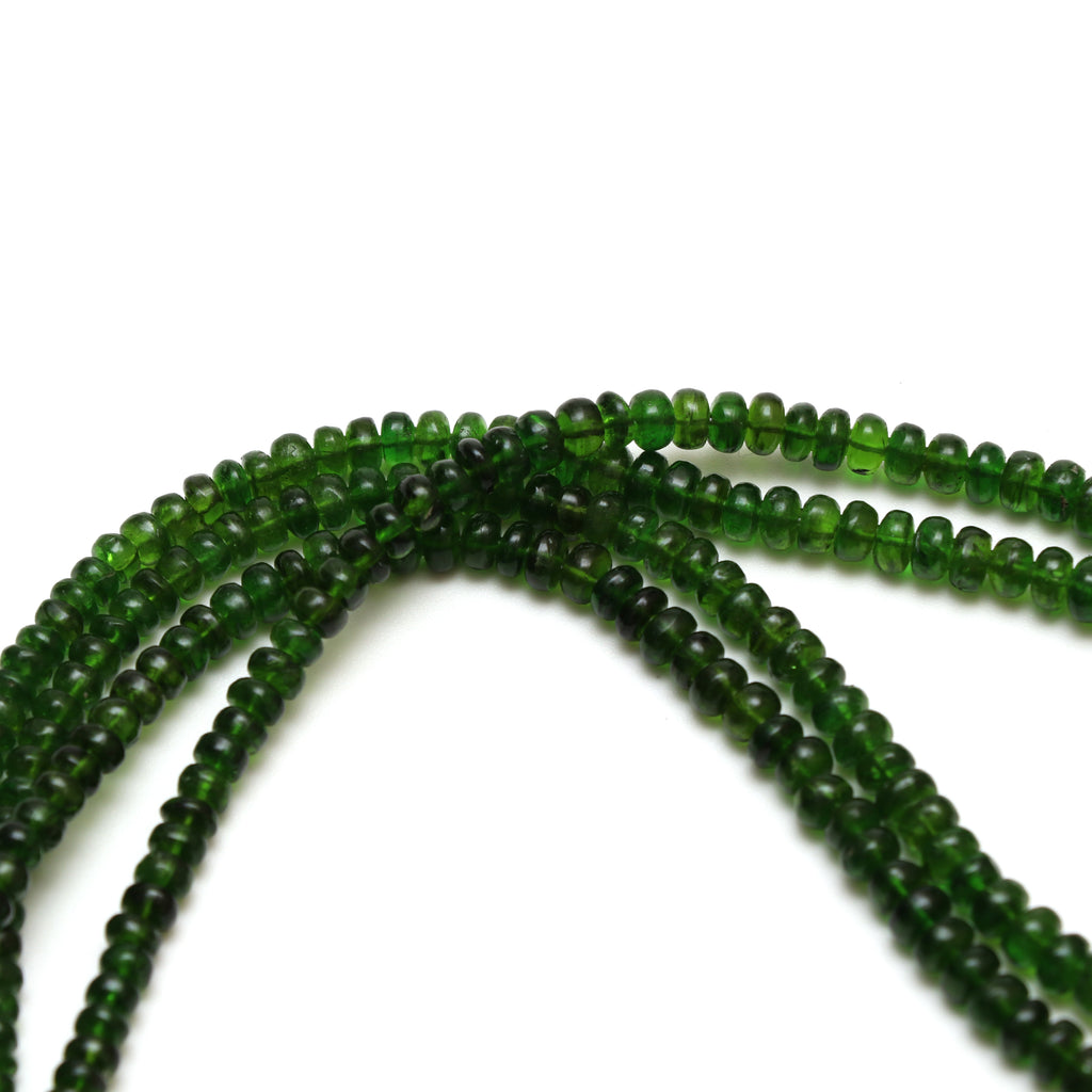 Chrome Diopside Smooth Roundel Beads, 3.5 mm to 5.5 mm, Chrome Diopside Rondelle Jewelry Making Beads, 18 Inch, Price Per Strand - National Facets, Gemstone Manufacturer, Natural Gemstones, Gemstone Beads, Gemstone Carvings